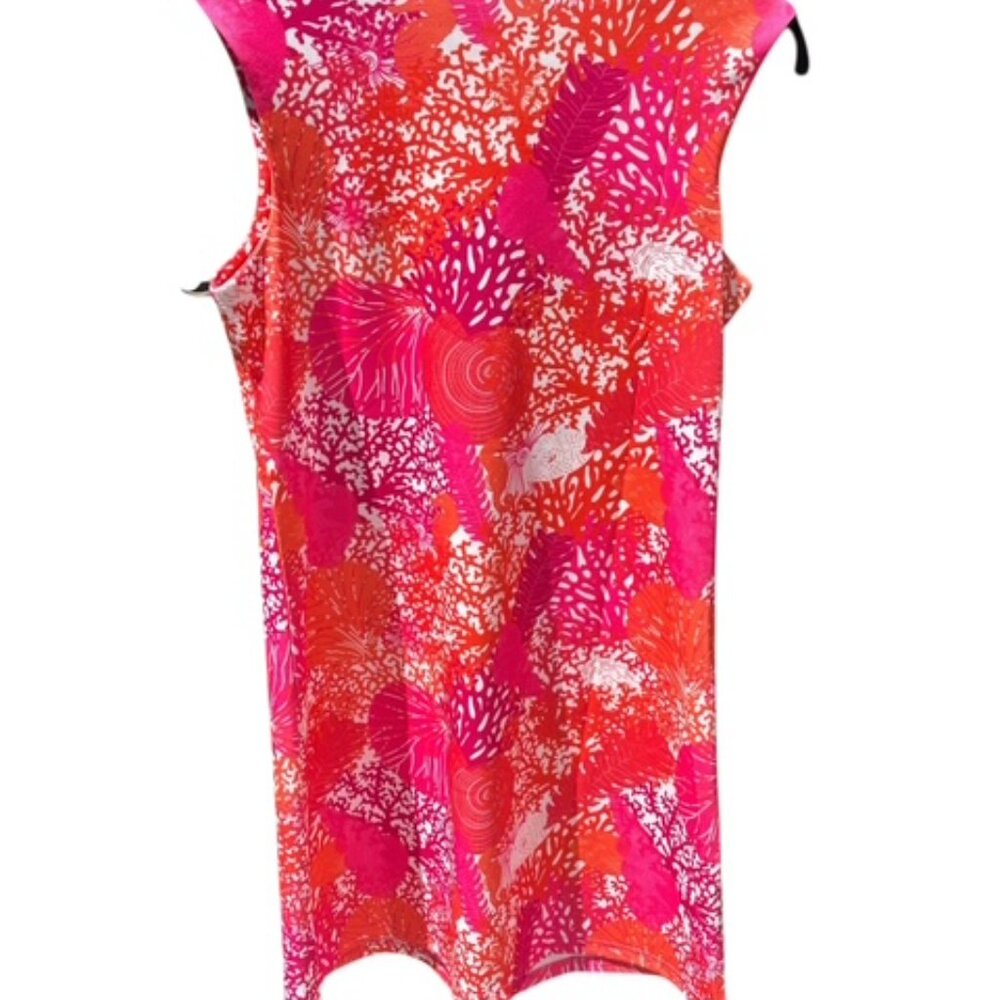 Top it off women's colorful coral print sheath dress size S - Picture 3 of 5